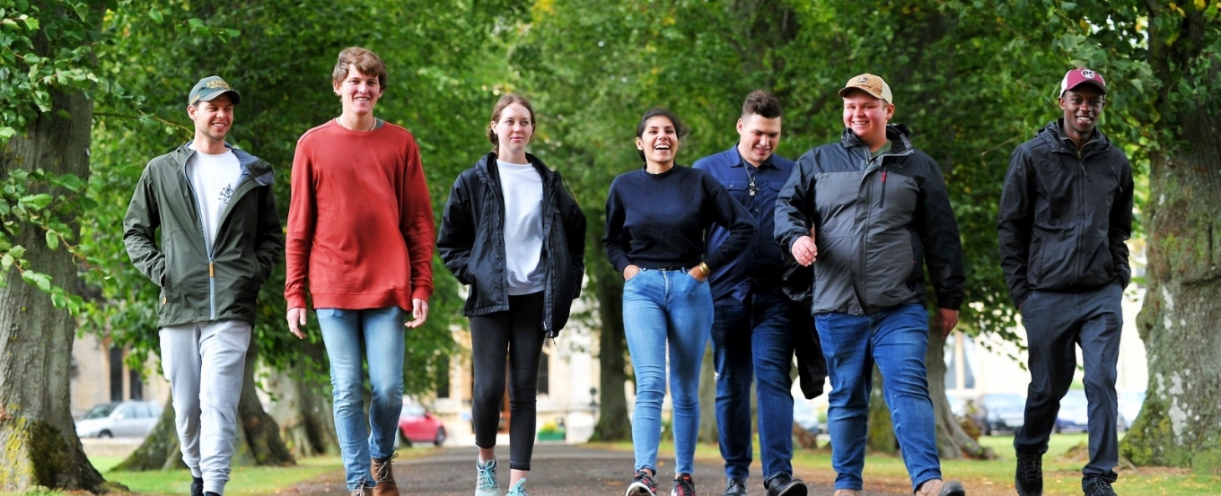 Students walking on campus