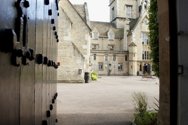 View of quad through door