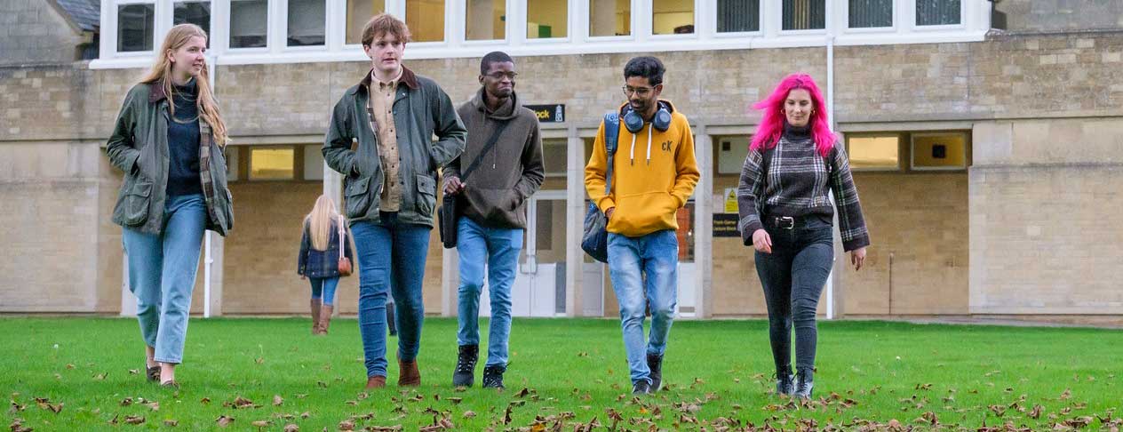 students walking on campus