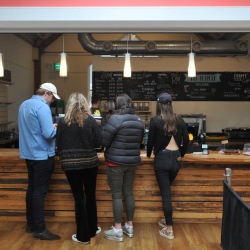 Students ordering coffee in Atrium