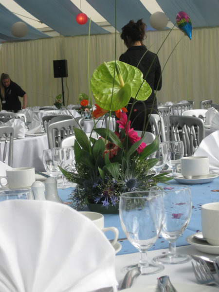 Floral centerpiece at May Ball