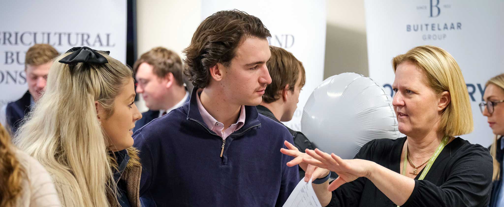 Two students at a careers fair