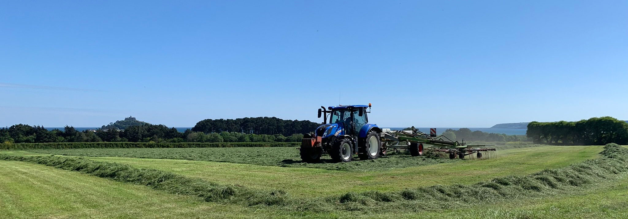 Tractor mowing silage
