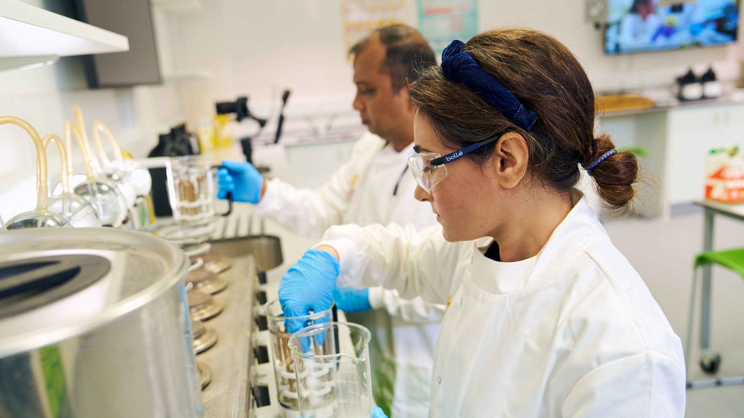 Students undertaking experiments in the laboratories