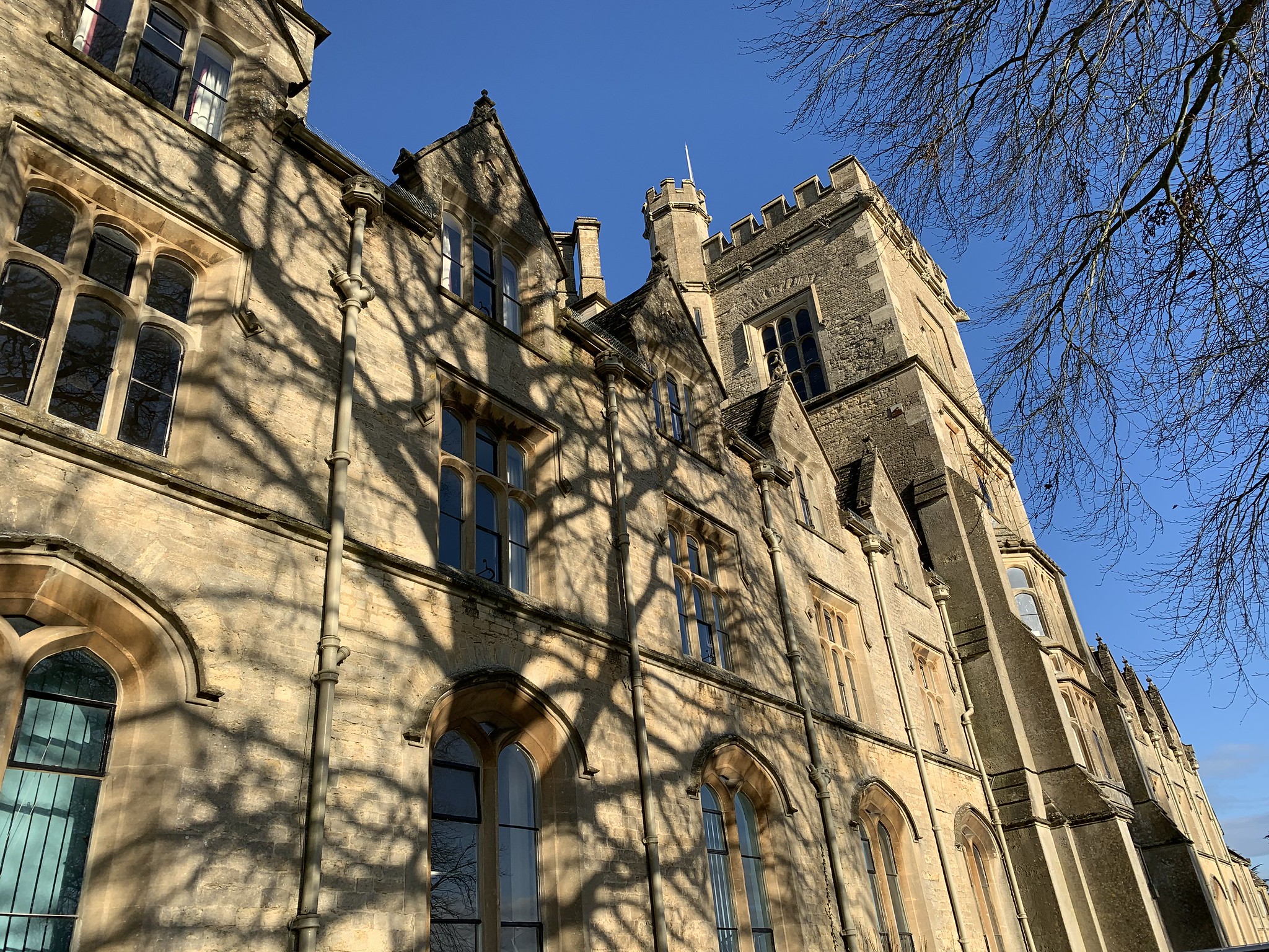 front of main building with shadows