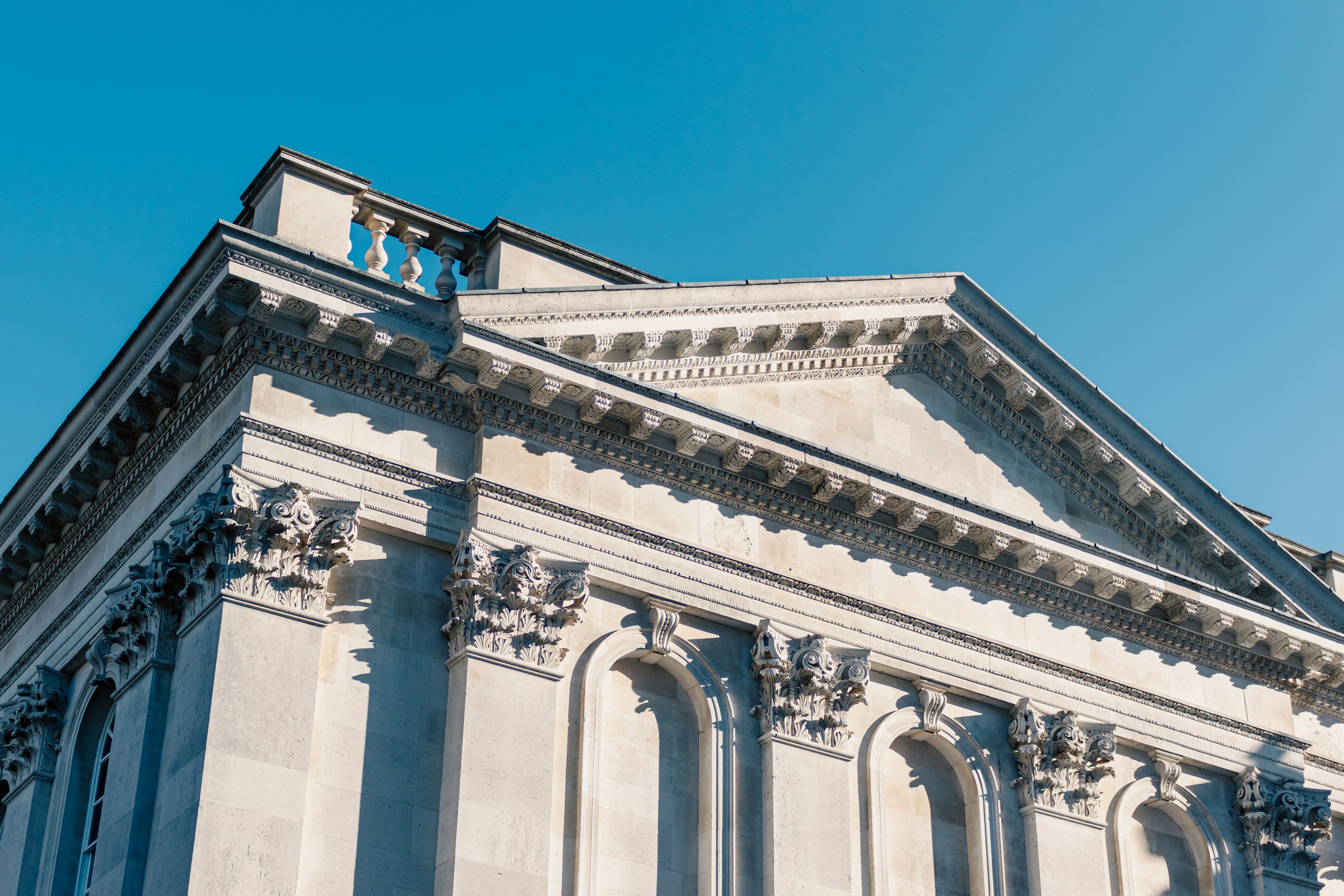Classical pediment on a building
