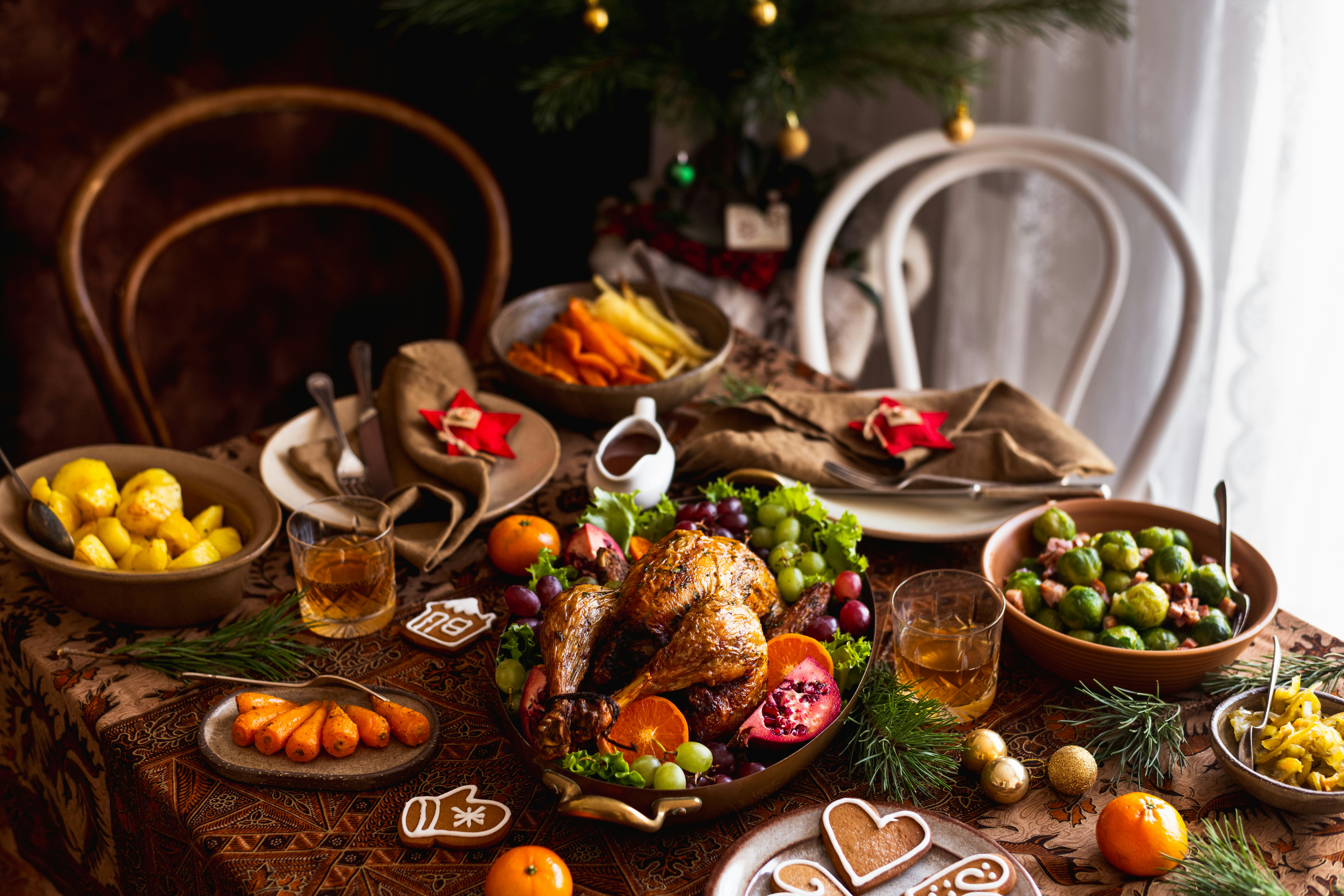 Festive meal on a table