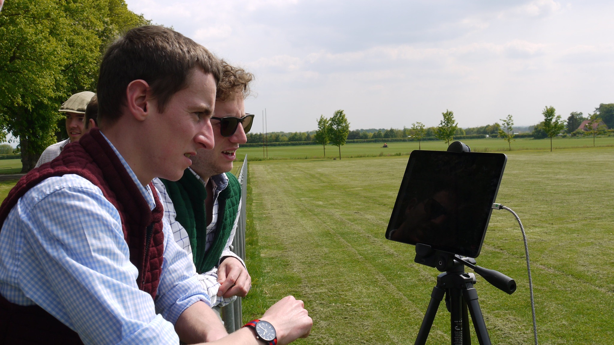 students monitoring a drone