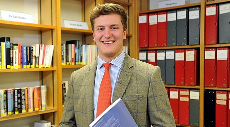 student in the library