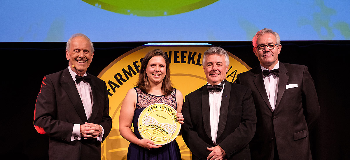 Alex Dunn winning Farmers Weekly award 2018