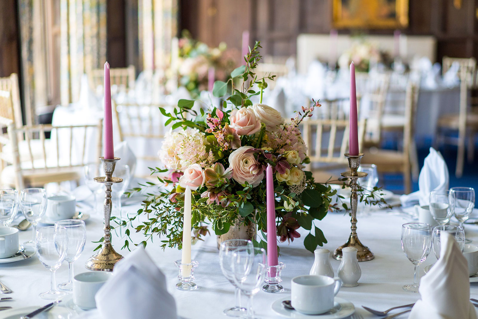 Wedding table with flowers and candles