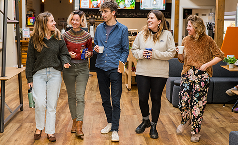 A group of students in the Retreat Cafe