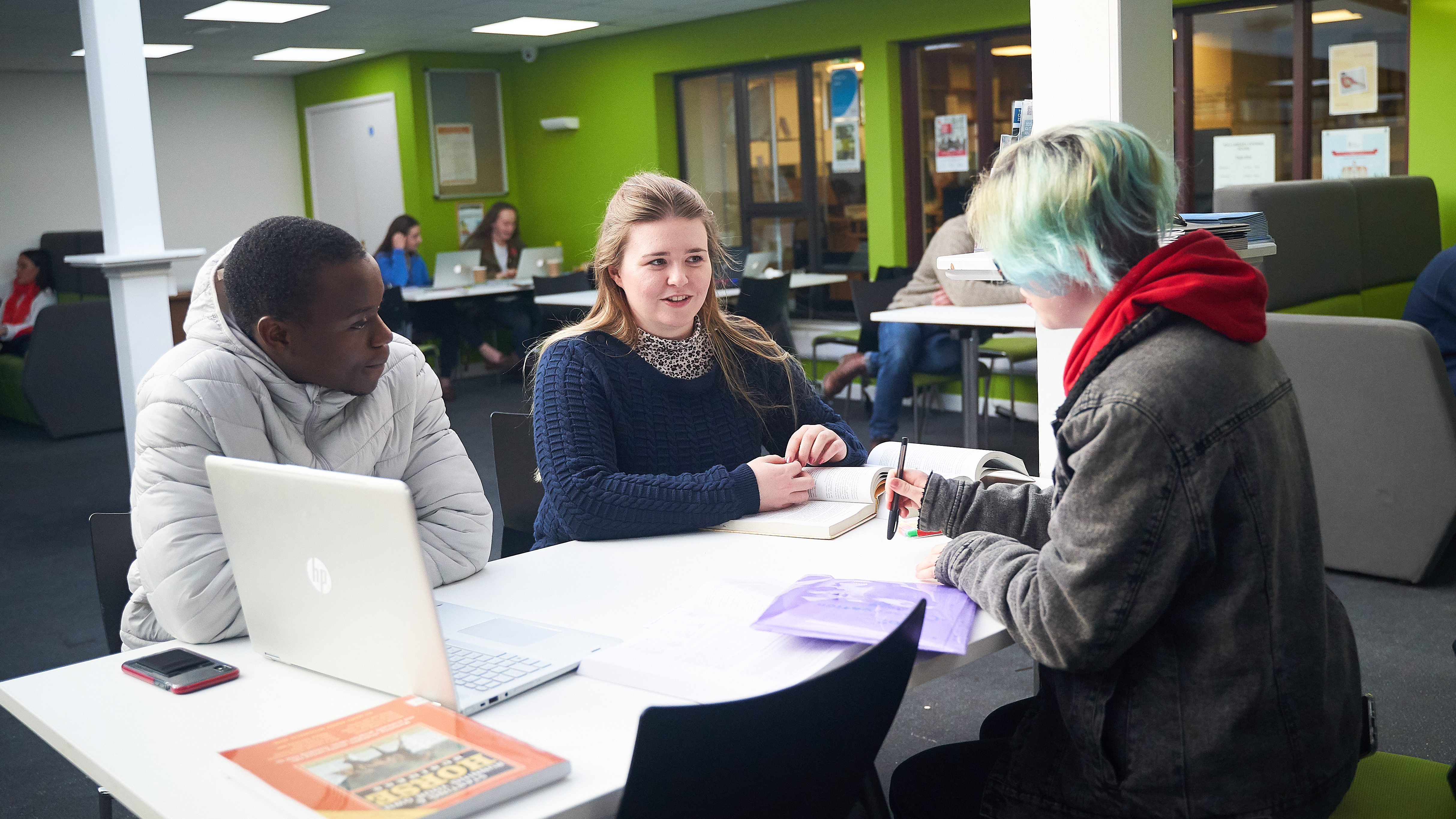 Group of students working on coursework