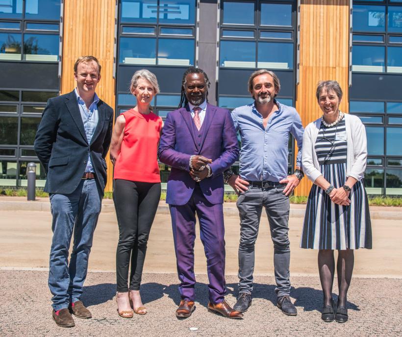 Grand Idea 2018 panel: Levi Roots - Reggae Reggae Sauce, Julian Dunkerton - Superdry, Christine Cross - former Group Business Development Director at Tesco, Charlie Beldam - former student and creator of Cotswold Gold extra virgin rapeseed 