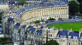 Aerial view of the Royal Crescent, Bath