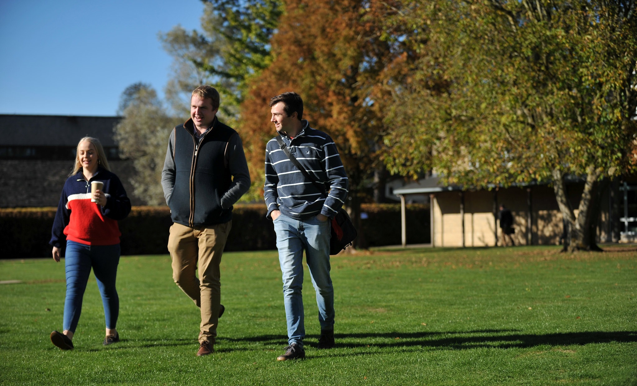 students walking on campus
