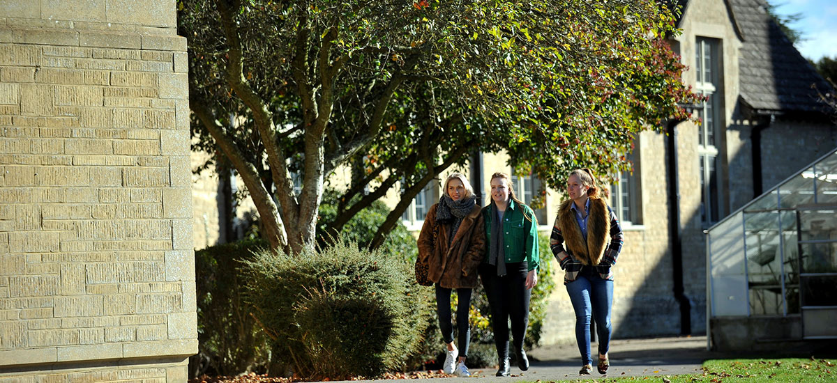Group of students walking around campus