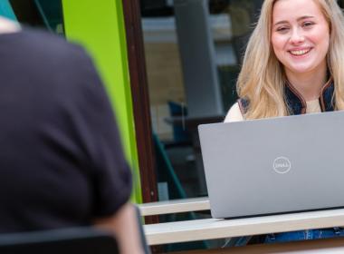 Student working on laptop