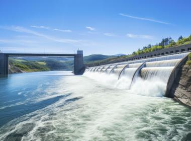 Water flowing through a weir