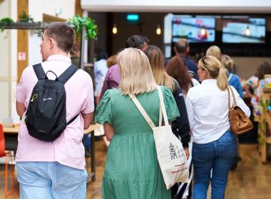 group of people on a campus tour