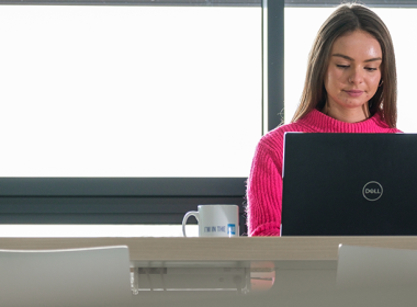 Student using a laptop
