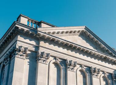 Classical pediment on a building