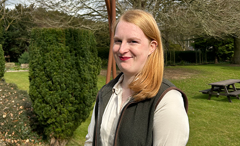 Lolly Tunnicliffe in grounds of the Royal Agricultural University