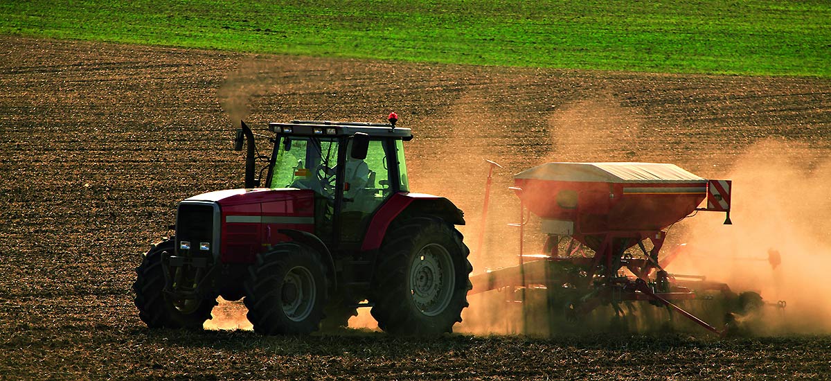 Tractor in field